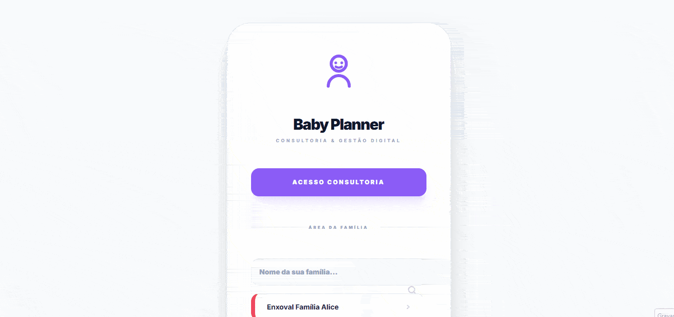 Baby Planner — painel administrativo web